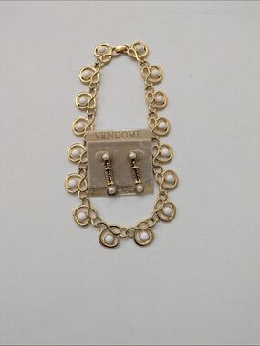 Vendome Gold Plated Pearl Necklace and Earring Set